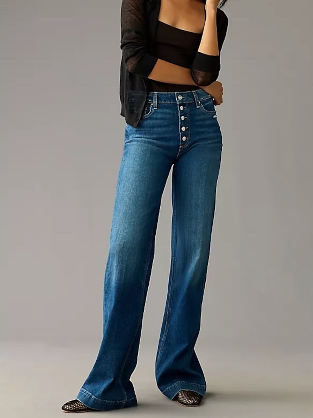 NWOT PAIGE LEENAH High-Rise Women’s Jeans in Dark Blue Denim